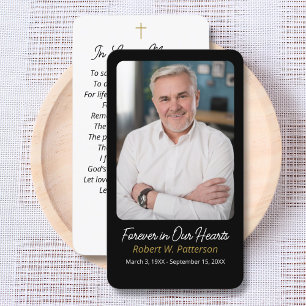 Modern Cross Photo Funeral Memorial Prayer Card
