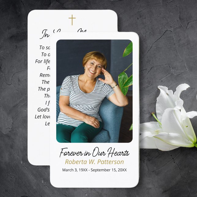 Modern Cross Photo Funeral Memorial Prayer Card (Creator Uploaded)