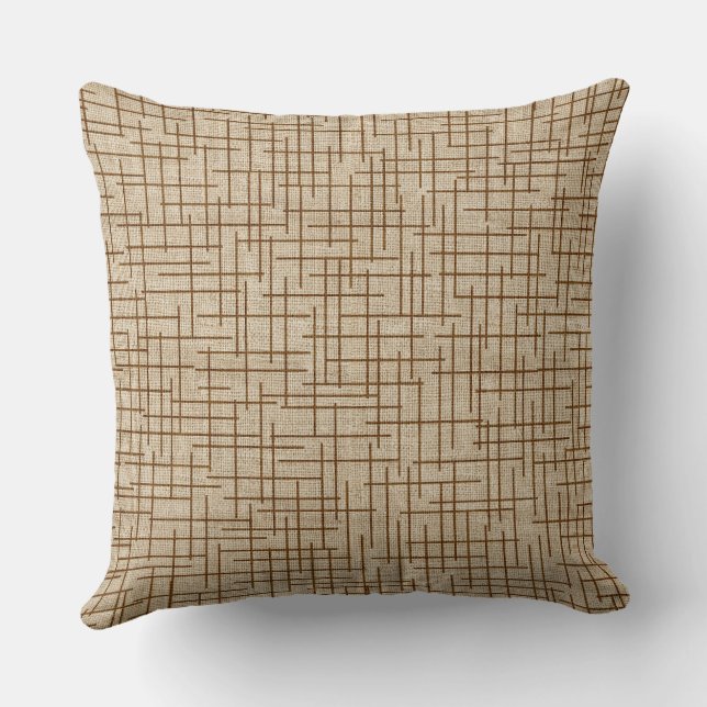 Modern Crosshatch burlap texture pattern Cushion (Back)