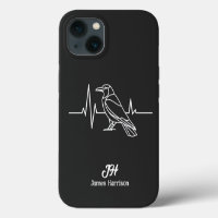 Modern Crow & heart rate, Minimalist,Monogram