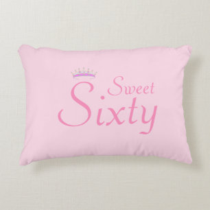 Modern Crown Sweet Sixty on Light Pink Decorative Cushion