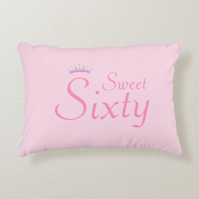 Modern Crown Sweet Sixty on Light Pink Decorative Cushion (Front)