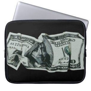 Modern Crumpled $100 Bill Design Laptop Sleeve