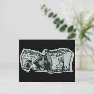 Modern Crumpled $100 Bill Design Postcard
