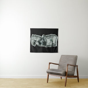 Modern Crumpled $100 Bill Design Tapestry