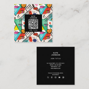 Modern Cubism Abstract Artsy Female Faces Art Square Business Card