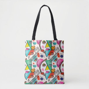 Modern Cubism Abstract Artsy Female Faces Tote Bag