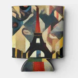 Modern Cubism Eiffel Tower Painting Can Cooler