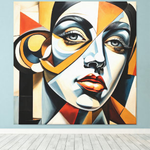 Modern Cubism Female Face Picasso Style Abstract  Canvas Print
