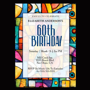 Modern Cubist 60th Birthday Invitation