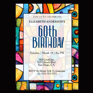 Modern Cubist 60th Birthday Invitation