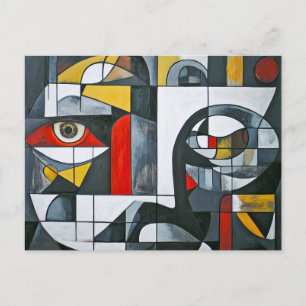 Modern Cubist Face Abstraction Postcard