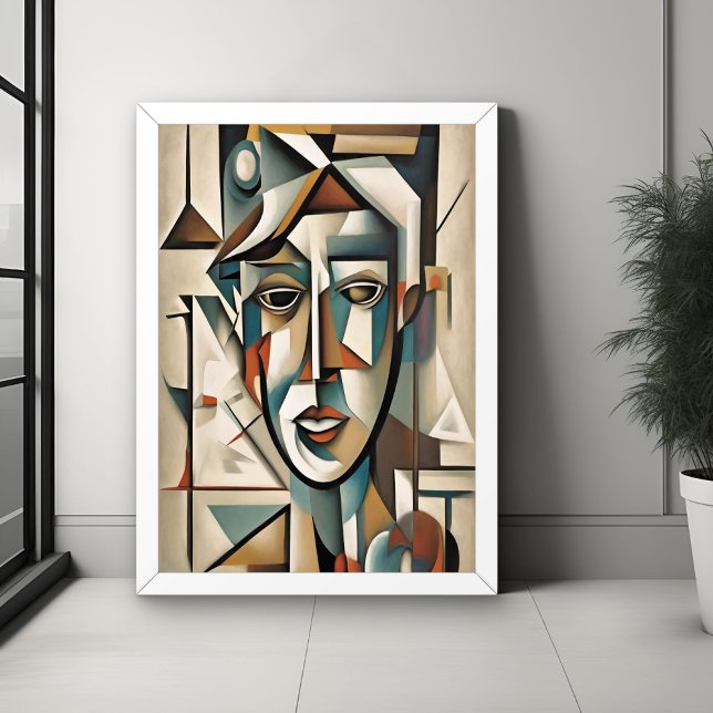 Modern Cubist Portrait Abstract Wall Art (Creator Uploaded)