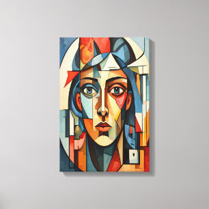 Modern Cubist Portrait Geometric Canvas Print