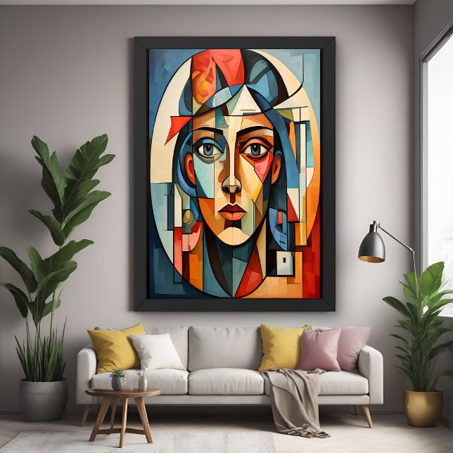 Modern Cubist Portrait Geometric Wall Art Poster (Creator Uploaded)