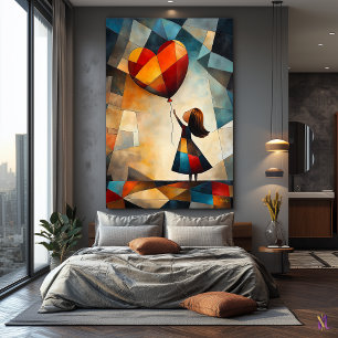 Modern Cubist Vision of Girl with a Balloon Canvas Print