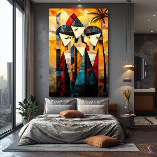 Modern Cubist Vision of The Three Graces Canvas Print