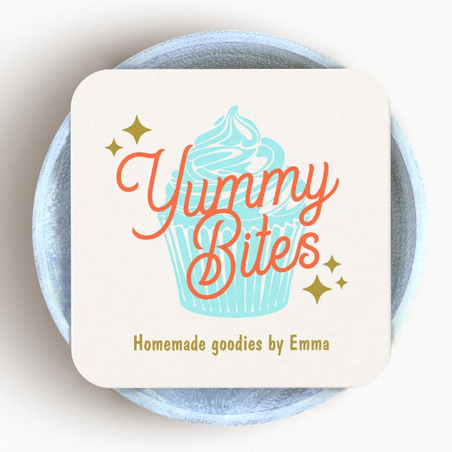 Modern Cupcake Baker Square Business Card (Creator Uploaded)