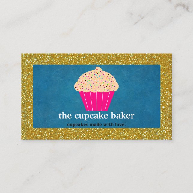 Modern Cupcake Bakery Pastry Chef Catering Border Business Card (Front)