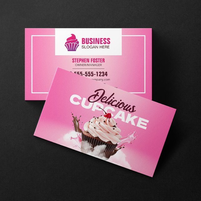 Modern Cupcake Bakery Shop Pastry Dessert Cake Business Card (Creator Uploaded)