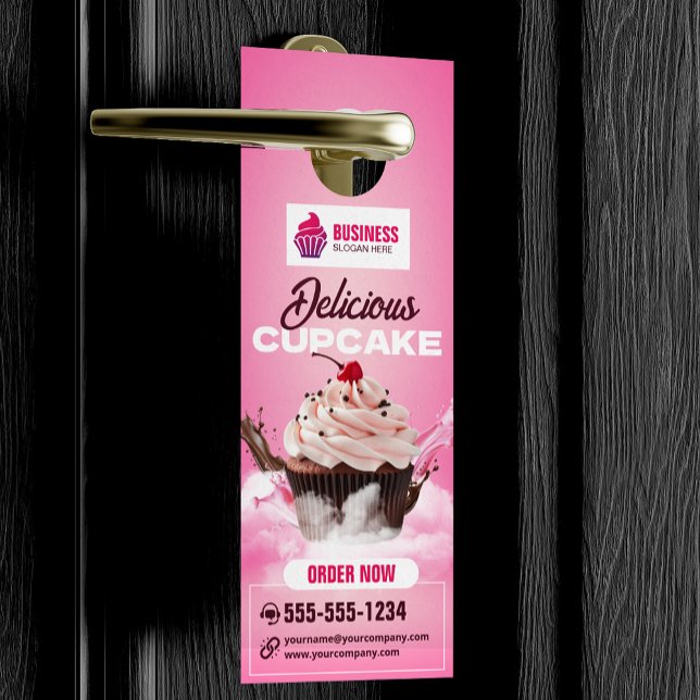 Modern Cupcake Bakery Shop Pastry Dessert Cake Door Hanger (Creator Uploaded)