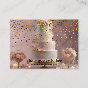 Modern Cupcake Logo Bakery Chef Catering Confetti Business Card