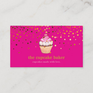 Modern Cupcake Logo Bakery Chef Catering Confetti Business Card