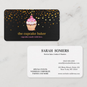 Modern Cupcake Logo Bakery Chef Catering Confetti Business Card