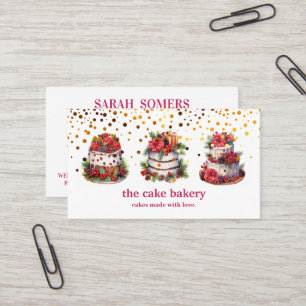 Modern Cupcake Logo Bakery Chef Catering Confetti Business Card