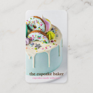 Modern Cupcake Logo Bakery Chef Catering Confetti Business Card