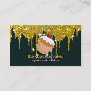 Modern Cupcake Logo Bakery Chef Catering Confetti Business Card