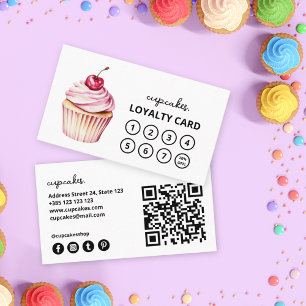 Modern Cupcake QR Code Loyalty Card 