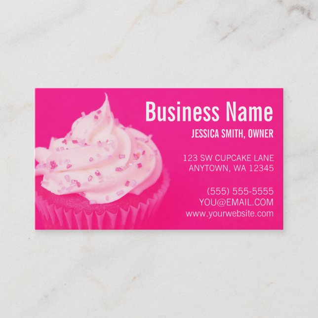 Modern Cupcake Sprinkles Hot Pink Business Card (Front)