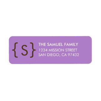 Modern curly bracket monogram return address