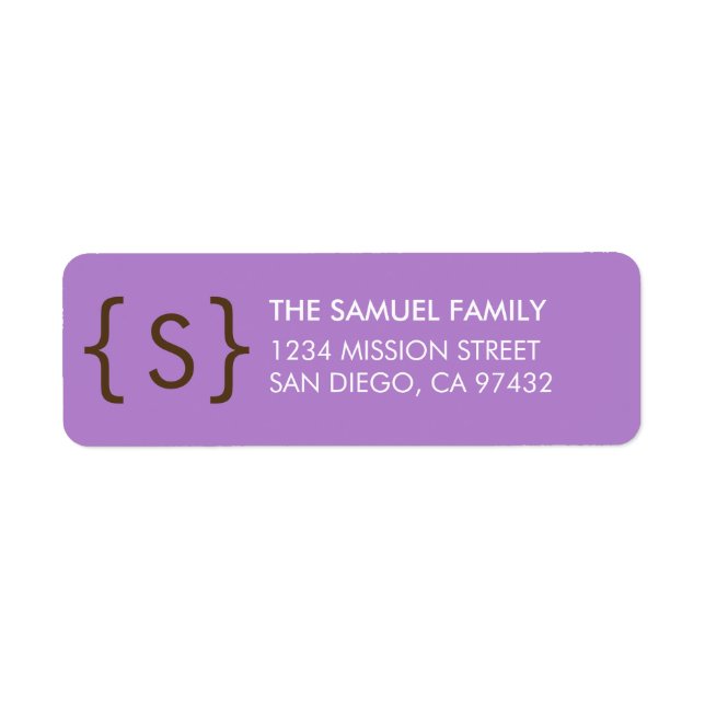 Modern curly bracket monogram return address (Front)