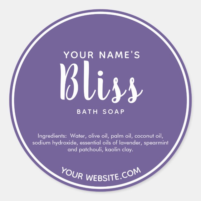 Modern Cursive Handmade Soap Labels Round Custom (Front)