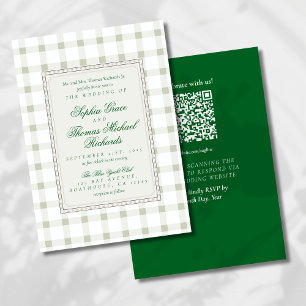 Modern Cursive Script Chequered Wedding Invitation