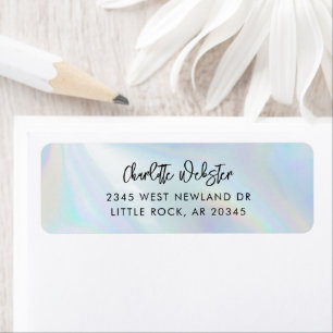 Modern Cursive Script Iridescent Return Address