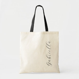 Modern Cursive Vertical Script Name Bridal Gift To Tote Bag