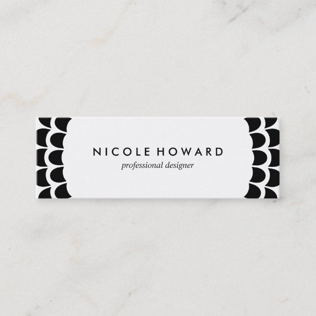 Modern Curved Pattern Mini Business Card (Front)