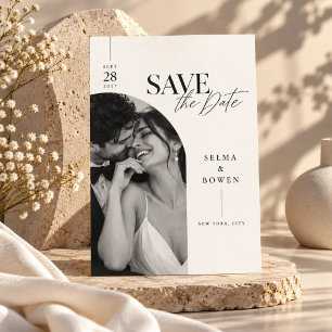 Modern Curved Photo Romantic Wedding Save The Date