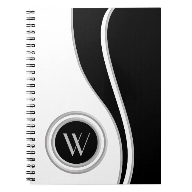 Modern Curves Classic Monogrammed Spiral Notebook (Front)