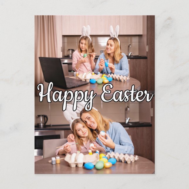 Modern Custom 2-photo Family Easter Postcard (Front)