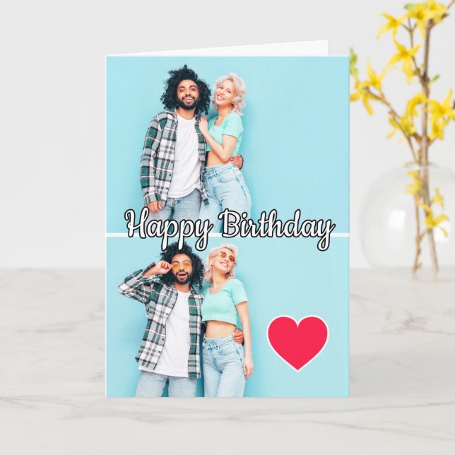 Modern Custom 2-photos Template Happy Birthday (Yellow Flower)