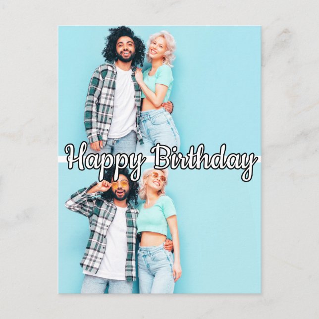 Modern Custom 2-photos Template Happy Birthday Postcard (Front)