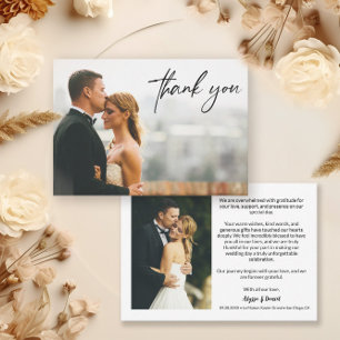 Modern Custom 2 Wedding Photos Simple Thank You Card