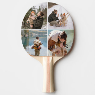Modern Custom 4 Photo Collage Ping Pong Paddle