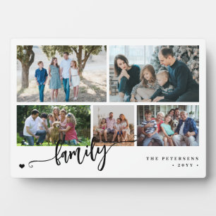 Modern custom 5 photo collage family  plaque