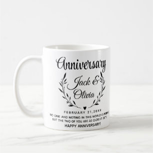 Modern Custom Anniversary Couple Name Date Black Coffee Mug