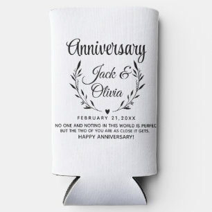 Modern Custom Anniversary Couple Name Date Black Seltzer Can Cooler